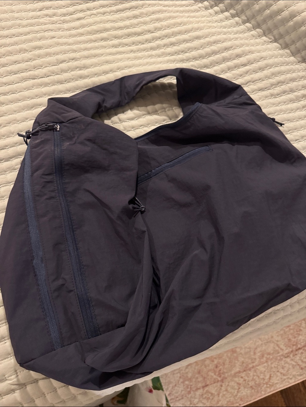 Nylon Hobo Shoulder Bag in Dark Navy
